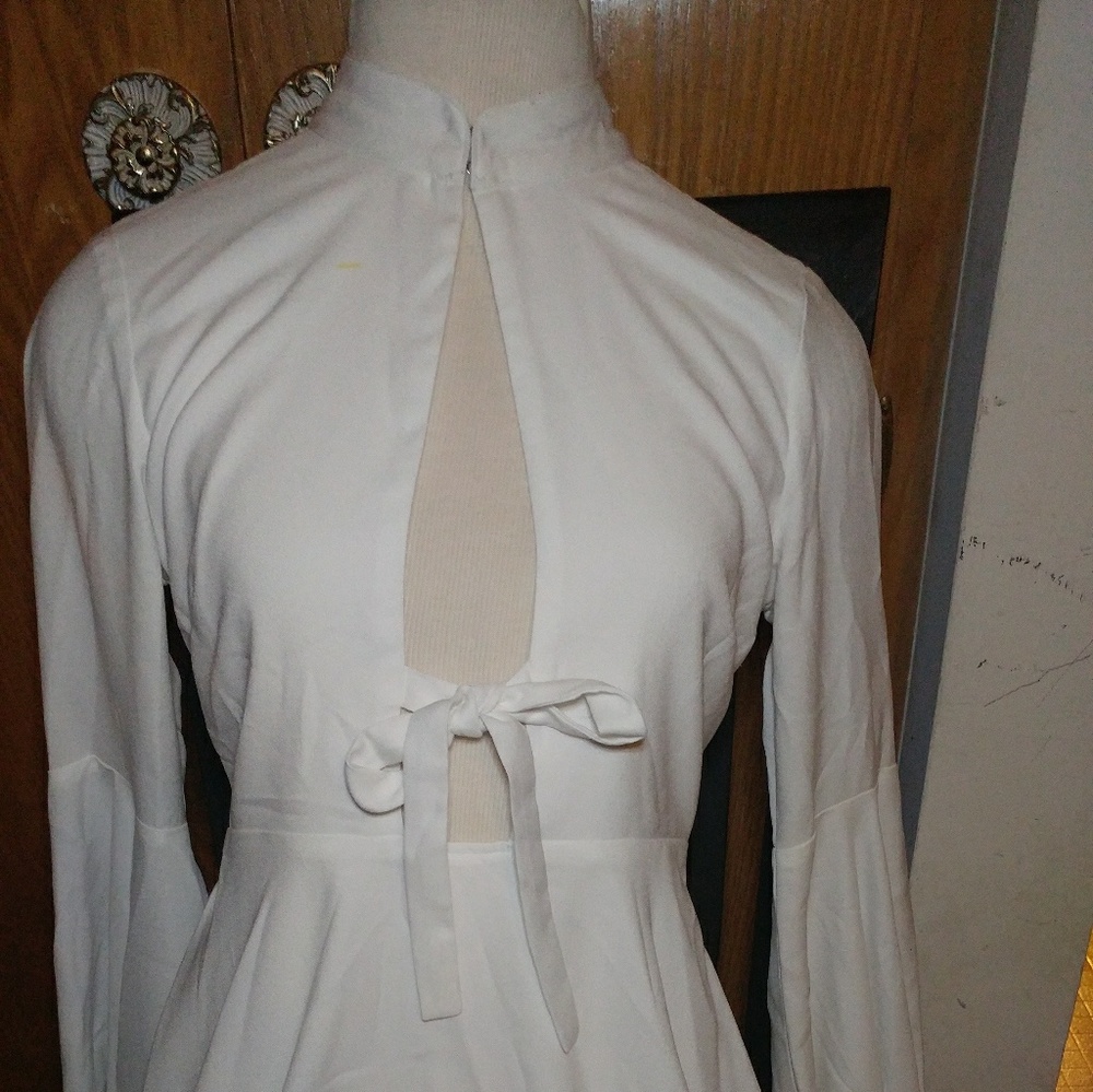 Nasty Gal White Dress With Flared Sleeves